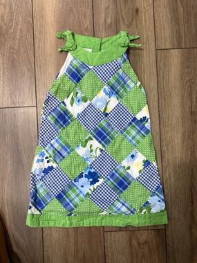 Janie and Jack Green Blue Patchwork Sundress